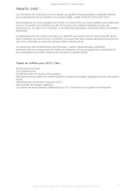 RAPPORT D'ACTIVITÉS - 2010