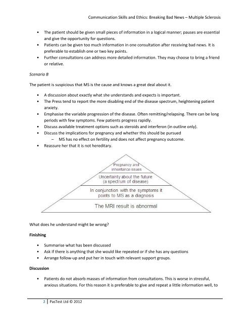 BREAKING BAD NEWS: MULTIPLE SCLEROSIS - PasTest