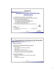 Lecture 14 Nucleation and growth of thin films and nanostructures