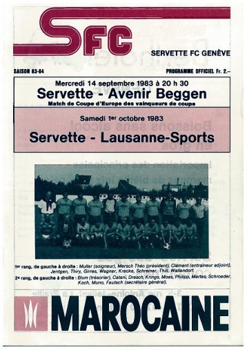 Programme - Vive le Servette FC