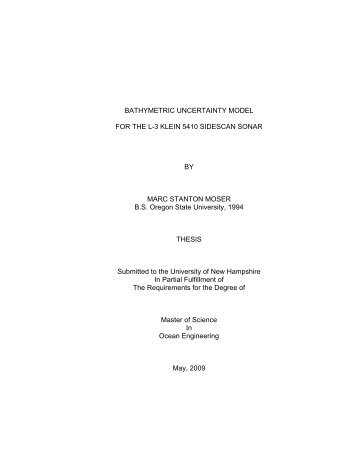 BATHYMETRIC UNCERTAINTY MODEL FOR THE L-3 KLEIN 5410 ...