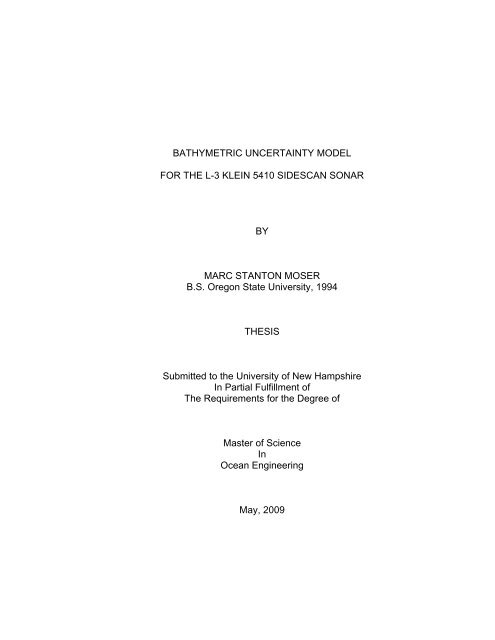 BATHYMETRIC UNCERTAINTY MODEL FOR THE L-3 KLEIN 5410 ...