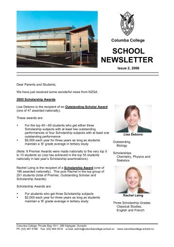 SCHOOL NEWSLETTER - Columba College