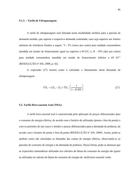 anÃƒÂ¡lise tarifÃƒÂ¡ria com base nas faturas de energia elÃƒÂ©trica do grupo a