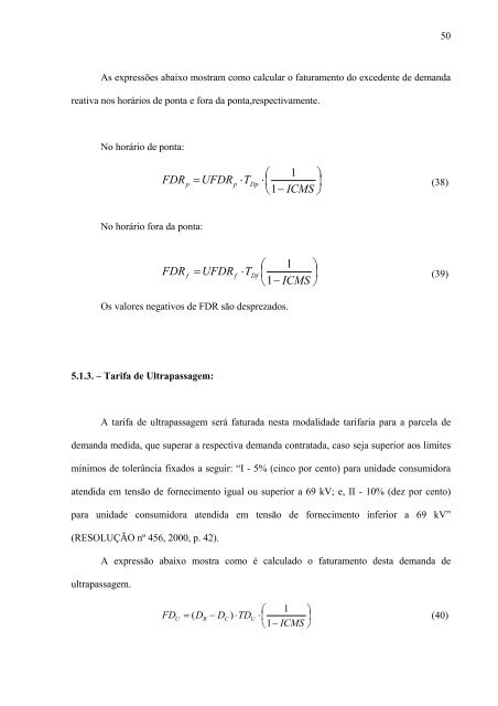 anÃƒÂ¡lise tarifÃƒÂ¡ria com base nas faturas de energia elÃƒÂ©trica do grupo a