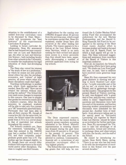 Fall 1983 – Issue 30 - Stanford Lawyer - Stanford University