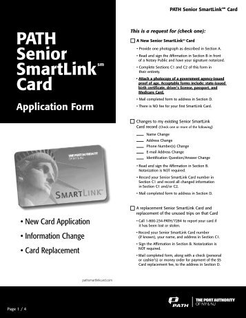 PATH Senior SmartLinksm Card Application Form - PATH SmartLink