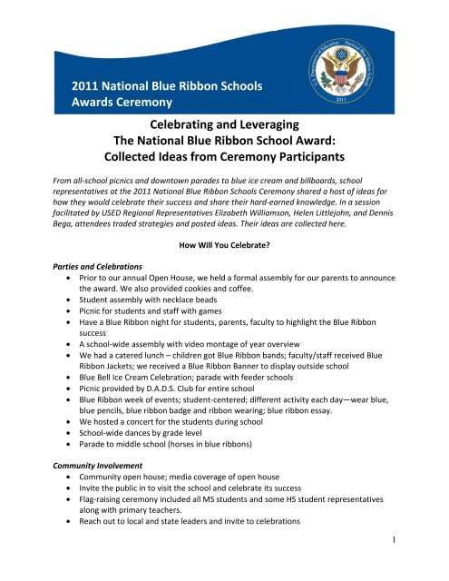 celebrating brs award ideasx - The National Blue Ribbon Schools