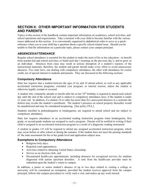 2011-2012 Student Handbook - McKinney Independent School District