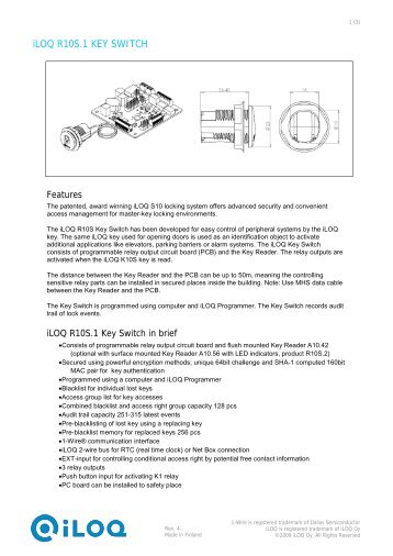 iLOQ R10S.1 KEY SWITCH