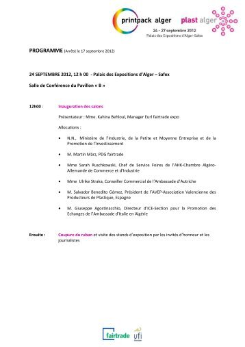 Programme Conferences_17.09.12 - Printpack Alger