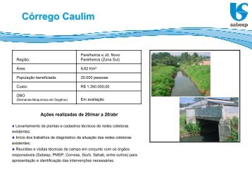 CÃ³rrego Pedreira Olaria - Sabesp