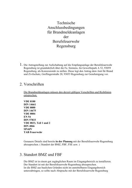 Regensburg - DIN 14675 Info