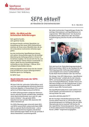 SEPA aktuell Ausgabe Nr. 6 - Mai 2013 350 KB - Sparkasse ...