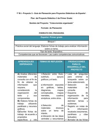 FORMATO DEL PROGRAMA Español. Primer grado Bloque I ...