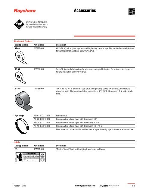 Accessories - Tyco Thermal Controls