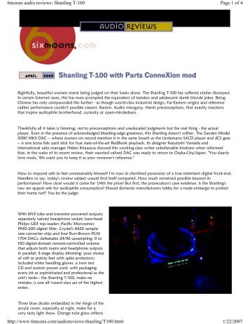 Page 1 of 4 6moons audio reviews: Shanling T ... - USA Tube  Audio