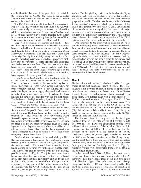 Geophysical and hydrogeologic investigation of groundwater in the ...