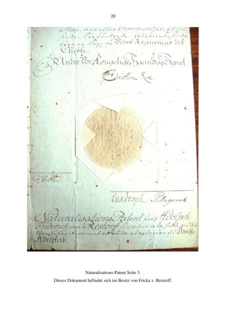 Adolph Friedrich - Verband der Familie v. Restorff