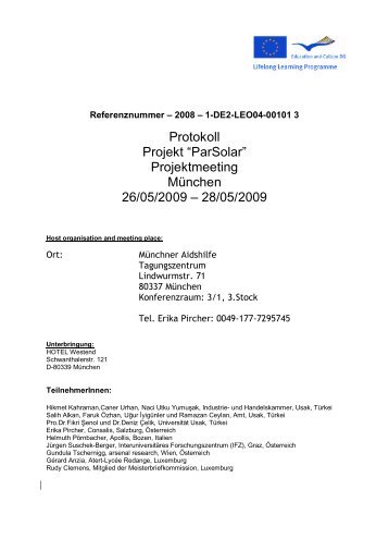 Protokoll Projekt “ParSolar” Projektmeeting München 26/05 ... - Apollis