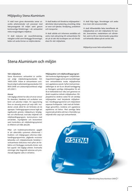 Stena Aluminium MiljÃ¶redovisning 2009 - Stena Metall Group