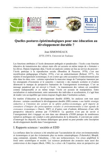 Quelles postures Ã©pistÃ©mologiques pour une ... - Oeconomia.net