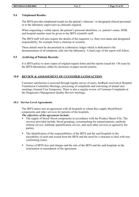 IBTS DIAG GDE 0001 - Irish Blood Transfusion Service