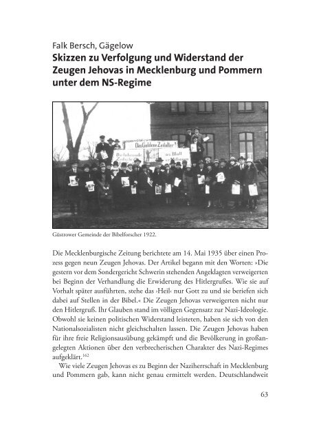 Widerstand gegen das NS-Regime in den Regionen Mecklenburg ...