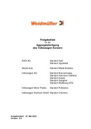 Freigabeliste Aggregatefertigung des Volkswagen Konzern