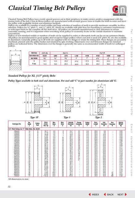 Classical Timing Pulleys PDF Catalogue Cross Morse