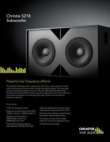 Christie Vive Audio Subwoofer - S118 Datasheet - Christie Digital ...