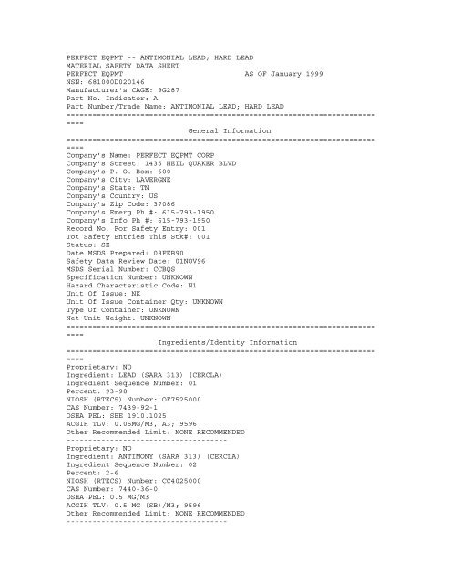 Antimonial Lead / Shell Diala (R) Oil AX - Varian