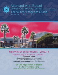 See Program Guide - Michael-Ann Russell Jewish Community Center