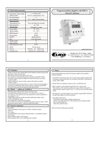 ProgramovatelnÃ© digitÃ¡lnÃ­ relÃ© PDR-3 NÃ¡vod k obsluze - ELKO EP, sro