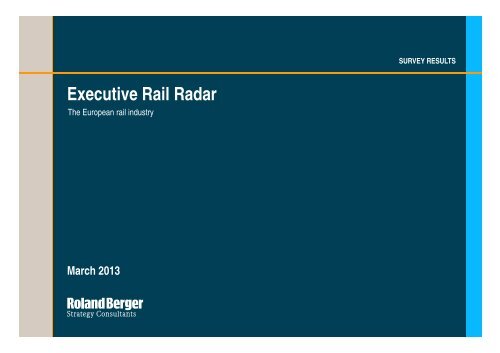 Executive Rail Radar - The European rail industry - Roland Berger