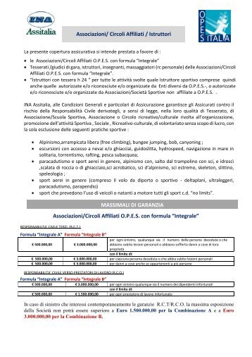 Scheda riassuntiva delle condizioni RCT/O - Opes Italia