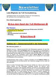 04.2013 Newsletter der Tennisabteilung - TuS Wettbergen