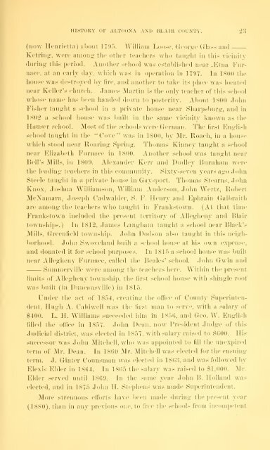 1880 History of Blair County - Johnstown, PA