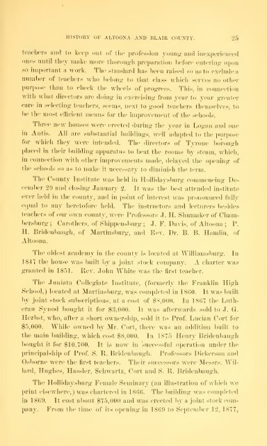 1880 History of Blair County - Johnstown, PA