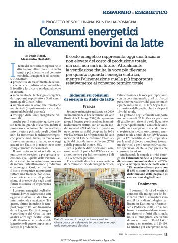 Consumi energetici in allevamenti bovini da latte