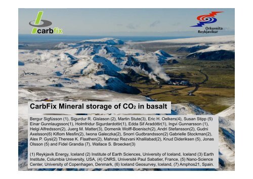 CarbFix Mineral storage of CO2 in basalt - CO2Geonet