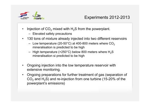 CarbFix Mineral storage of CO2 in basalt - CO2Geonet