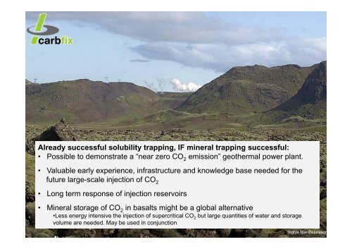 CarbFix Mineral storage of CO2 in basalt - CO2Geonet