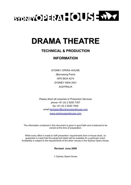 Drama Theatre technical rider