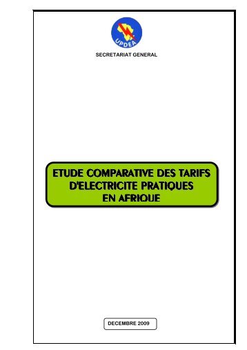 etude comparative des tarifs d'electricite pratiques en afriqu ee