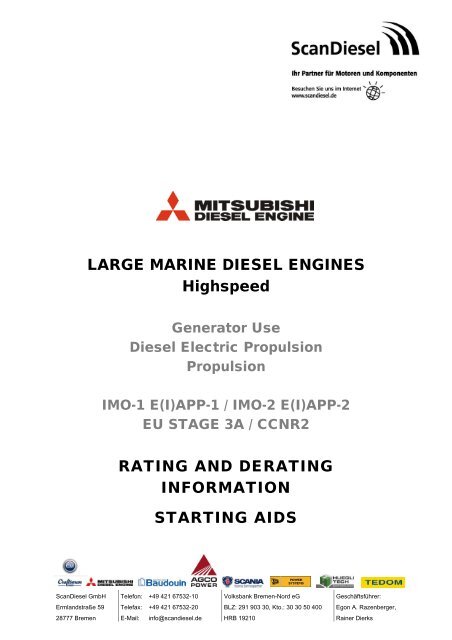 Rating and Derating for Mitsubishi Marine Engines - ScanDiesel ...