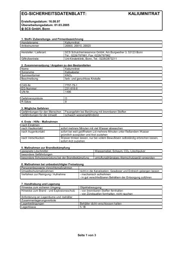 EG-SICHERHEITSDATENBLATT: KALIUMNITRAT - MBM Lehrmittel