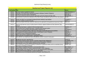 Geothermal Project Reports List - The University of Auckland Library