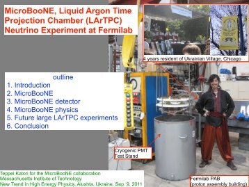 MicroBooNE, Liquid Argon Time Projection Chamber (LArTPC ...