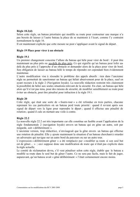 Commentaires sur les modifications des rÃ¨gles de course 20â¦